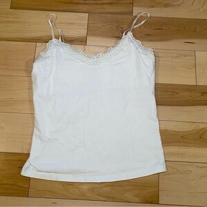 🤍 Y2K White Lace Trim Camisole Soft Girl Coquette TIMING